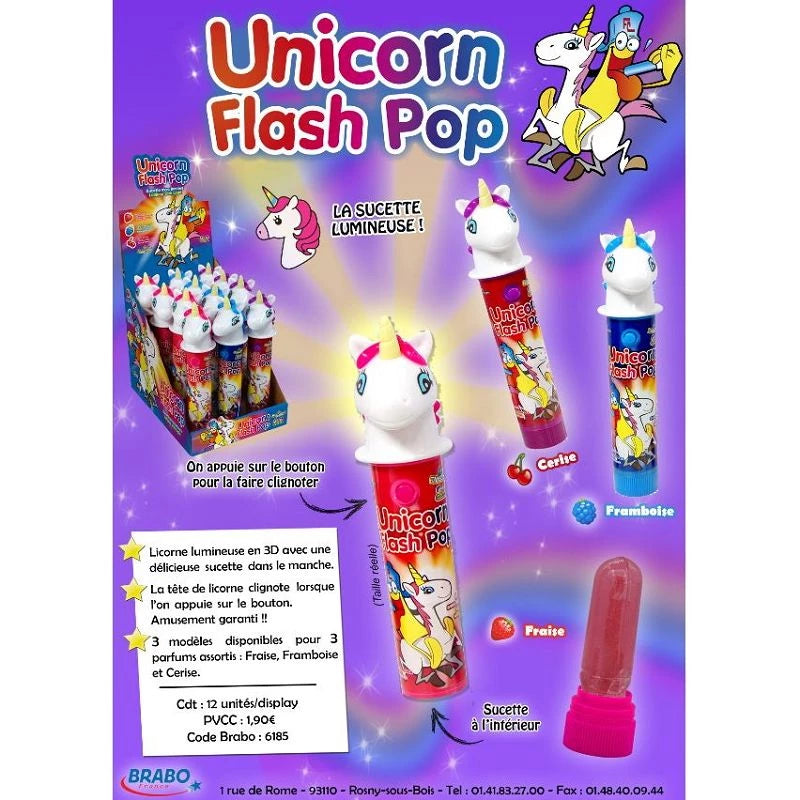 Sucette Flash pop unicorn Funny candy